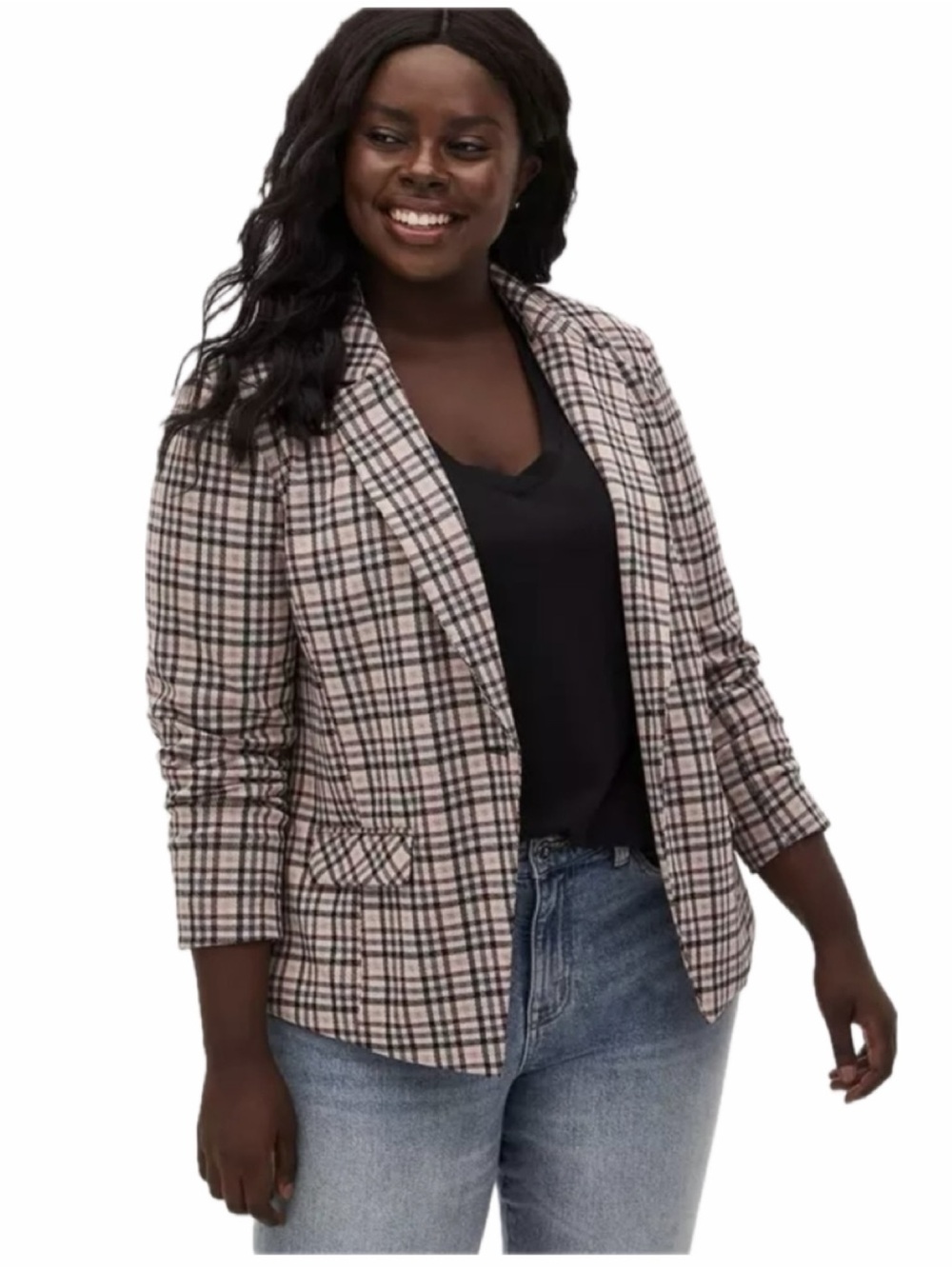 TORRID NEW Studio Double Knit Plaid Blazer Sz 00 /M /10 Academia Office Preppy